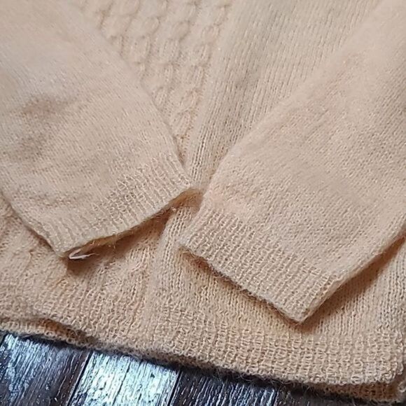 Vintage 1950's Pandira Shagora Wool Mohair Orange Mock Neck Sweater Small - Picture 11 of 11